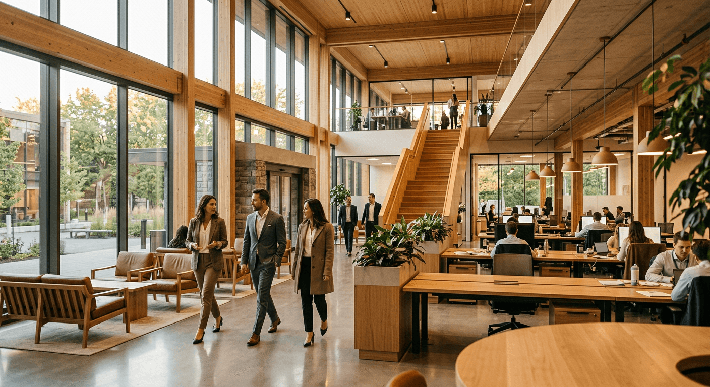 Modern corporate headquarters lobby
