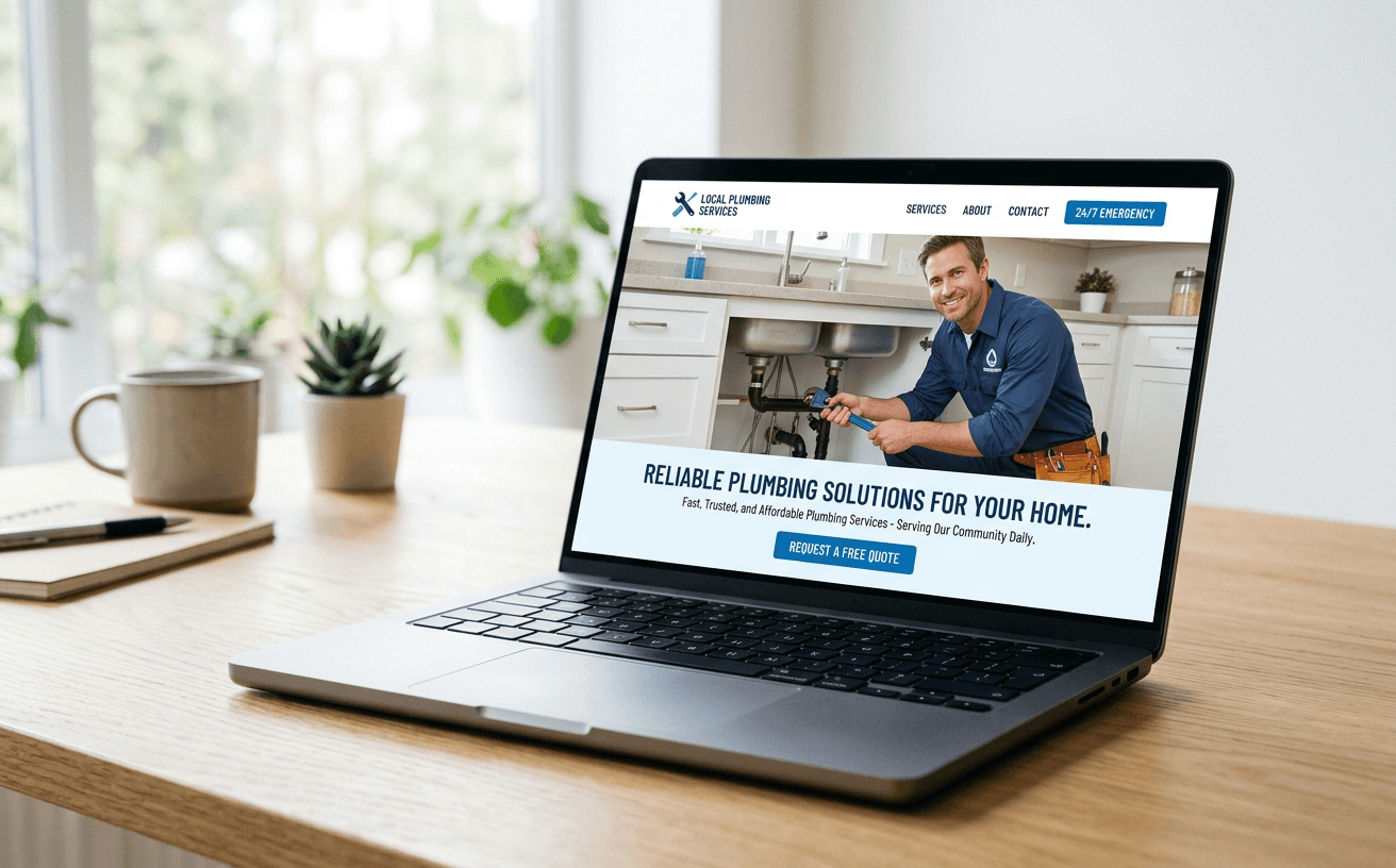 Illustration of a website on a laptop.