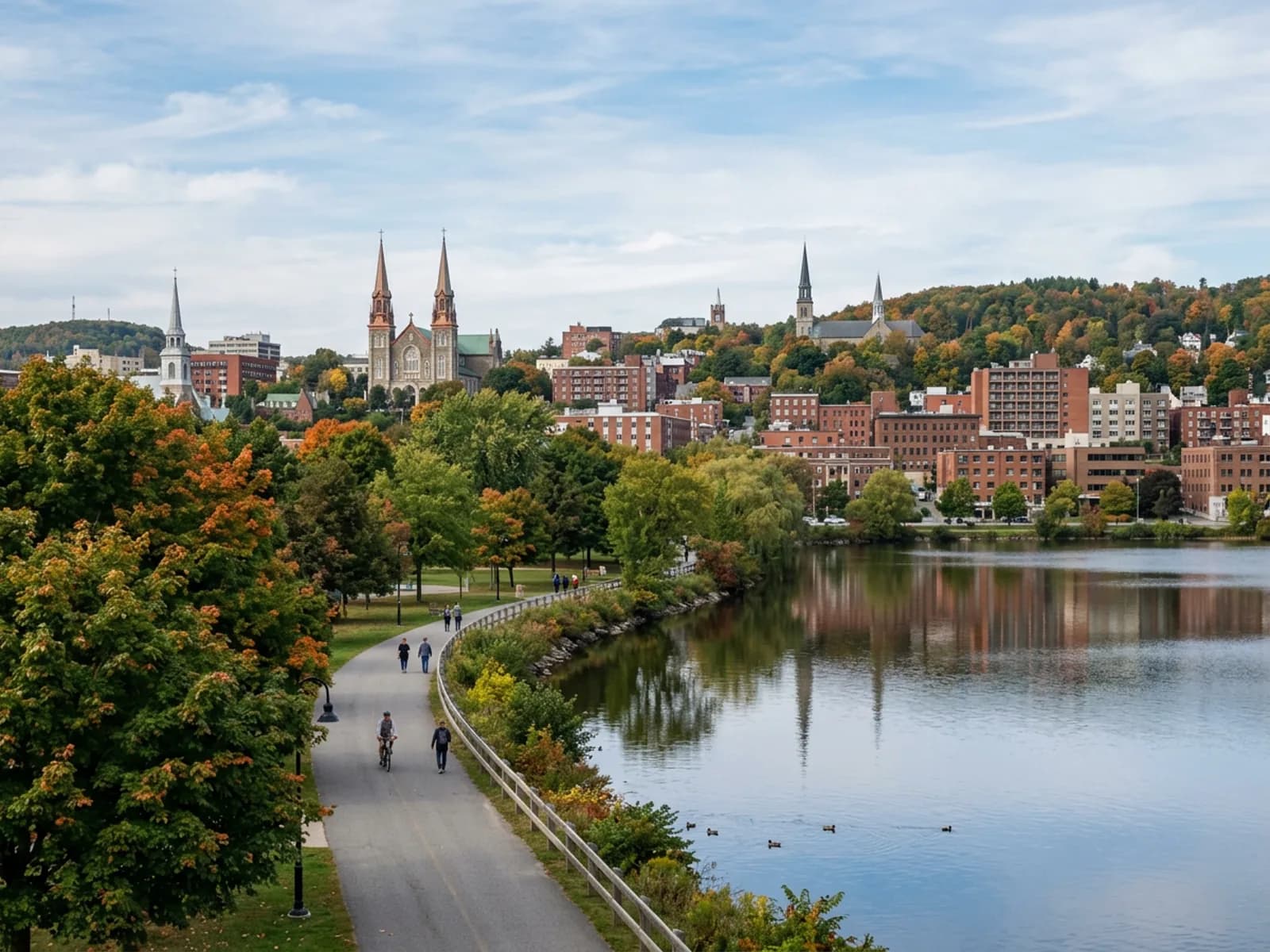 Lac des Nations and downtown Sherbrooke.